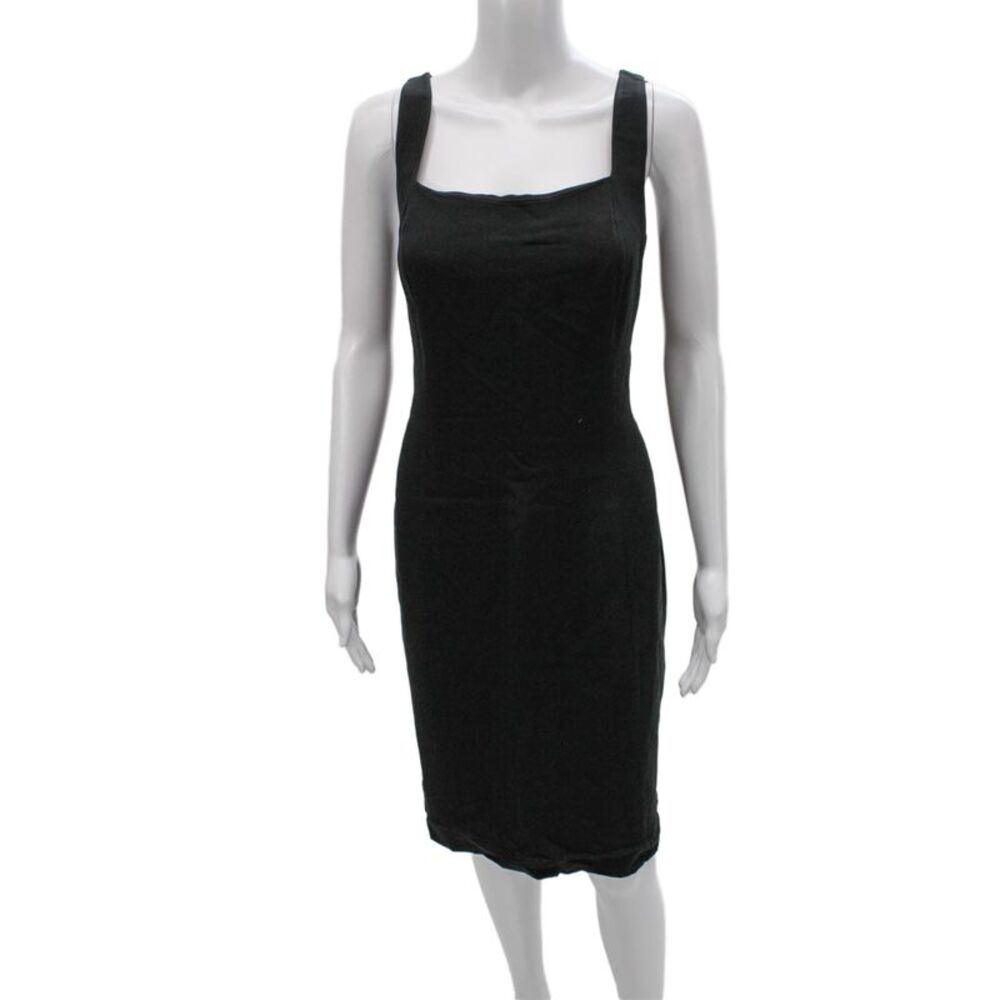 Luca Luca Womens Gray Sheath Midi Dress Square Neck Sleeveless Size 48